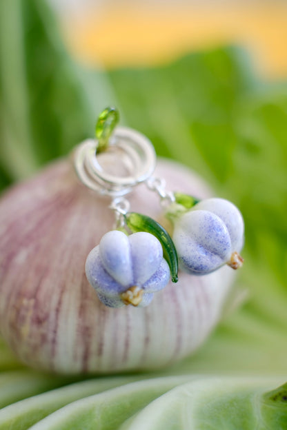 Garlic murano glass hoop earrings