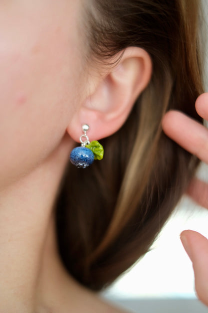 Blueberry glass stud earrings