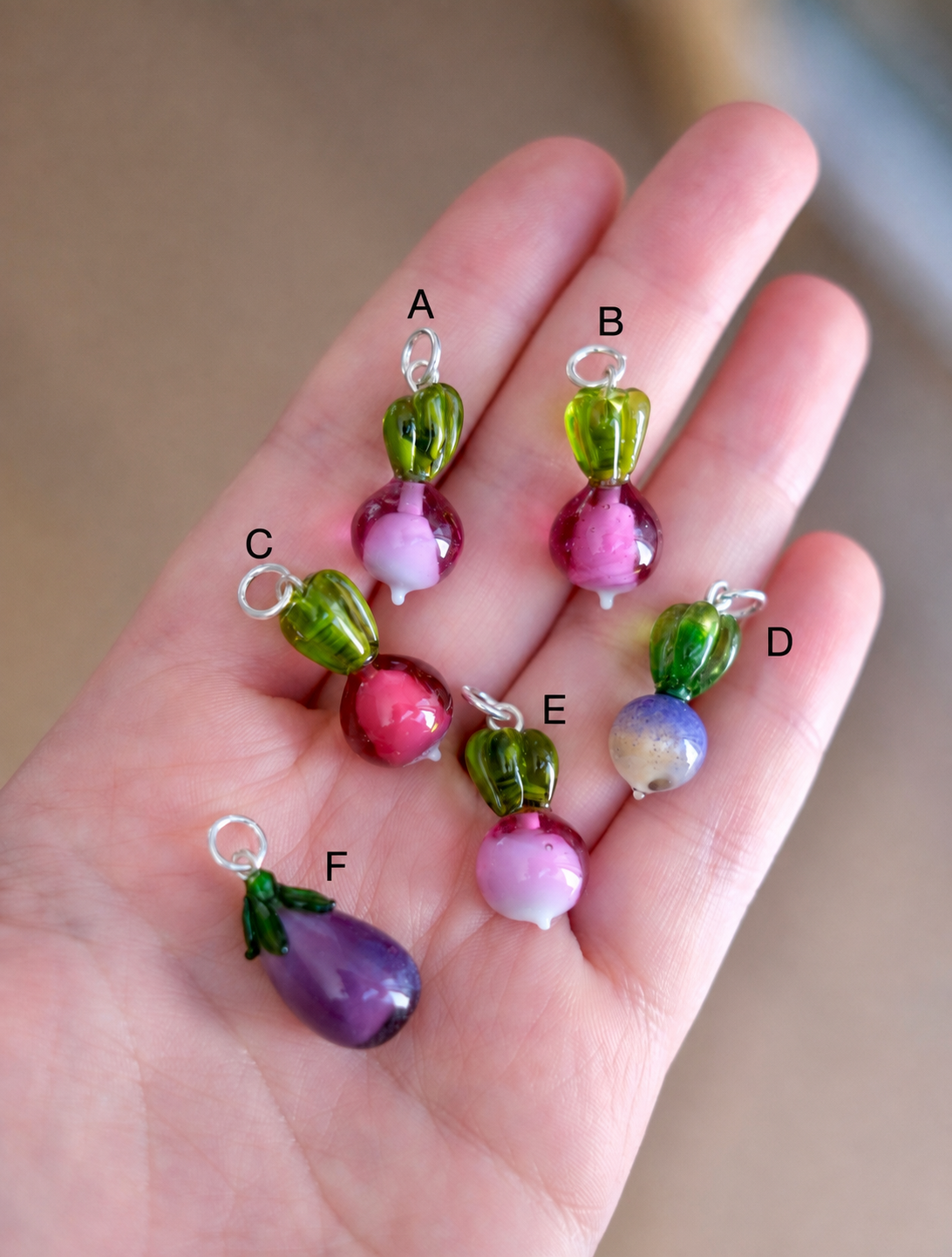 Glass vegetable pendants