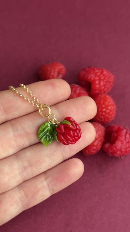 Murano glass glass raspberry pendant