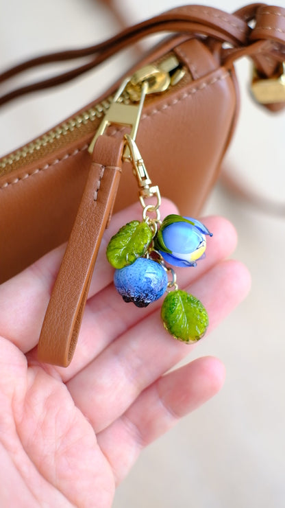 Murano glass blueberry bag charm (Small)