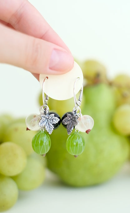 Murano glass currant and gooseberry glass earrings