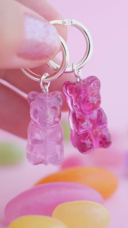 Gummy bear glass *SILVER* hoop earrings