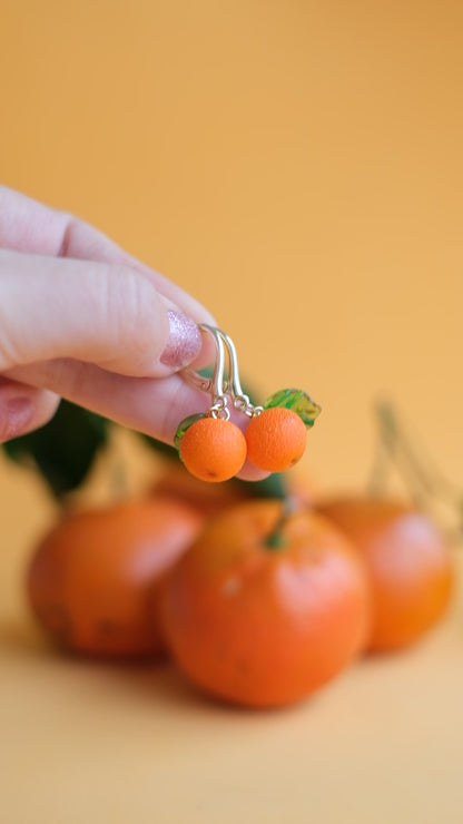 Orange/mandarin fruit lampwork murano glass earrings