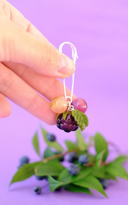 Lampwork glass Berry brooch