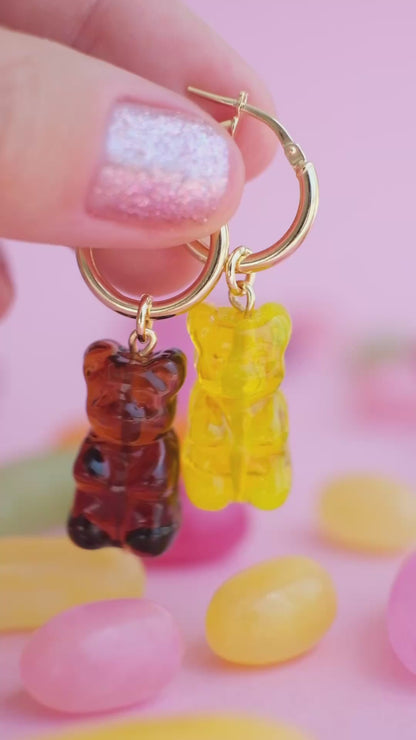 Gummy bear glass *GOLD* hoop earrings