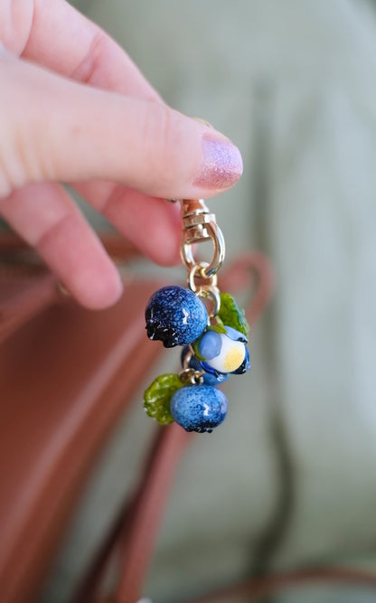 Murano glass blueberry bag charm