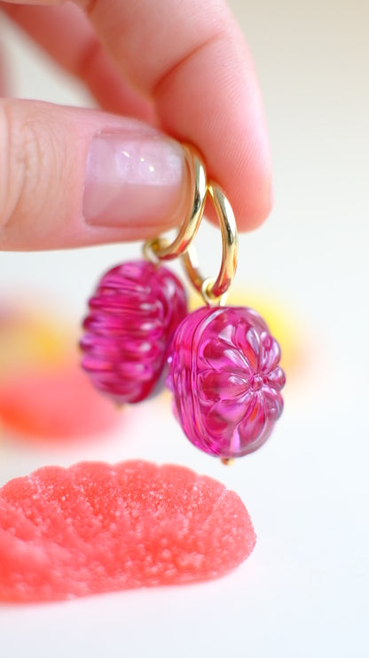 Glass candies *GOLD* hoop earrings