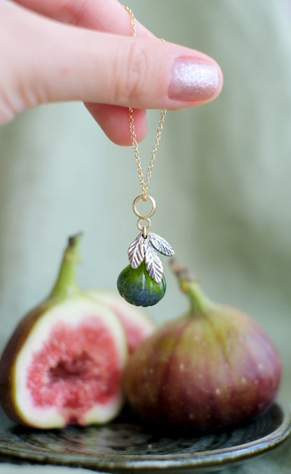 Fig fruit murano glass pendant (green)
