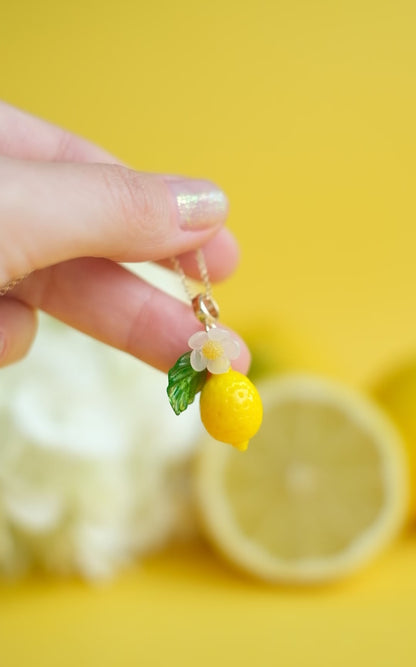 Lampwork glass lemon pendant