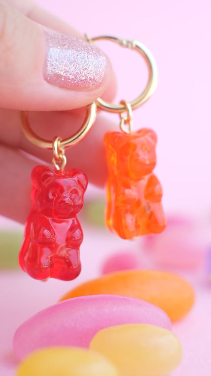 Gummy bear glass *GOLD* hoop earrings
