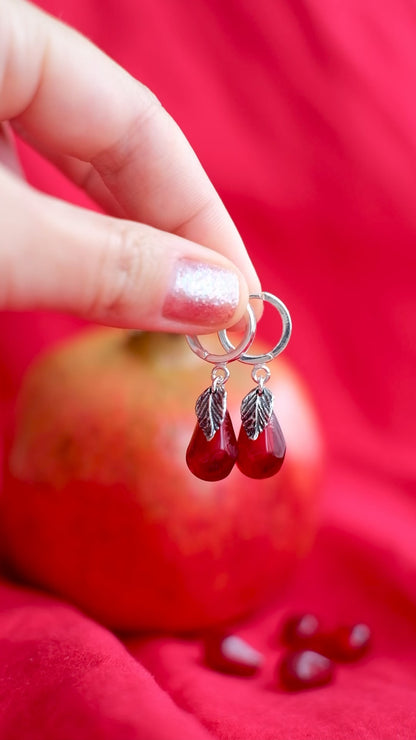 Lampwork murano glass pomegranate seed earrings