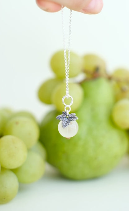 Murano glass White currant  lampwork glass pendant