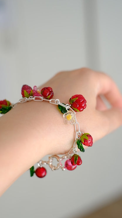 Murano glass mixed berry bracelet - 19 cm