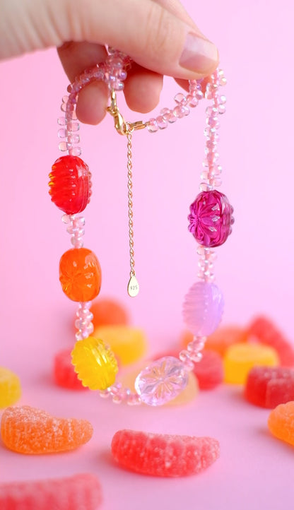 Glass candies beaded necklace